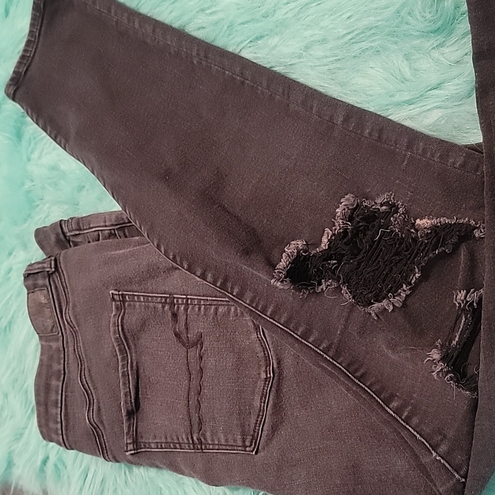 AE high rise distressed black denim jeggings